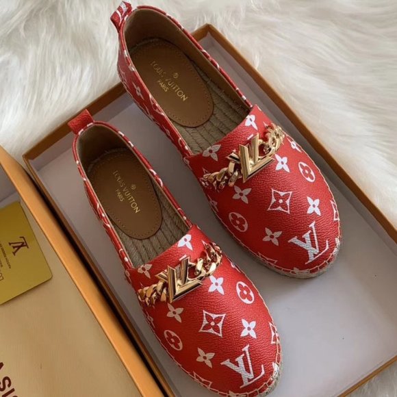 Louis Vuitton embossed simple casual flats red - Picture 4 of 6